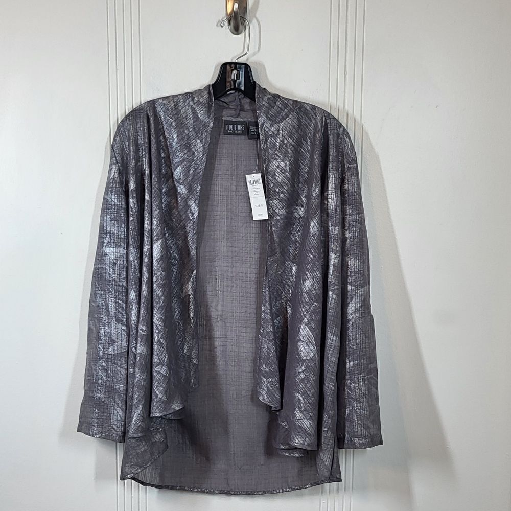 Chico's Additions Gray Sheer Jacket / Overlay